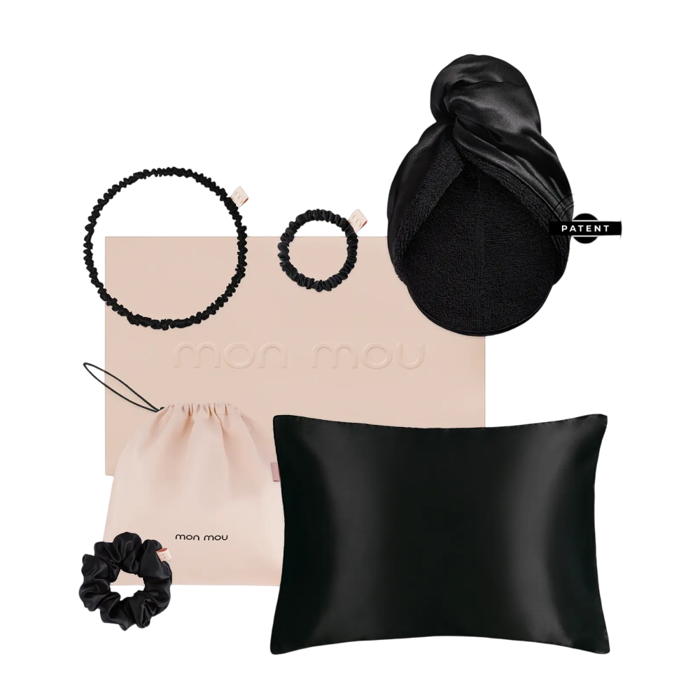 MON MOU Soft Silk Set Black - Набір шовкових аксесуарів (чорний) MON MOU Soft Silk Set Black - Набір шовкових аксесуарів (чорний)